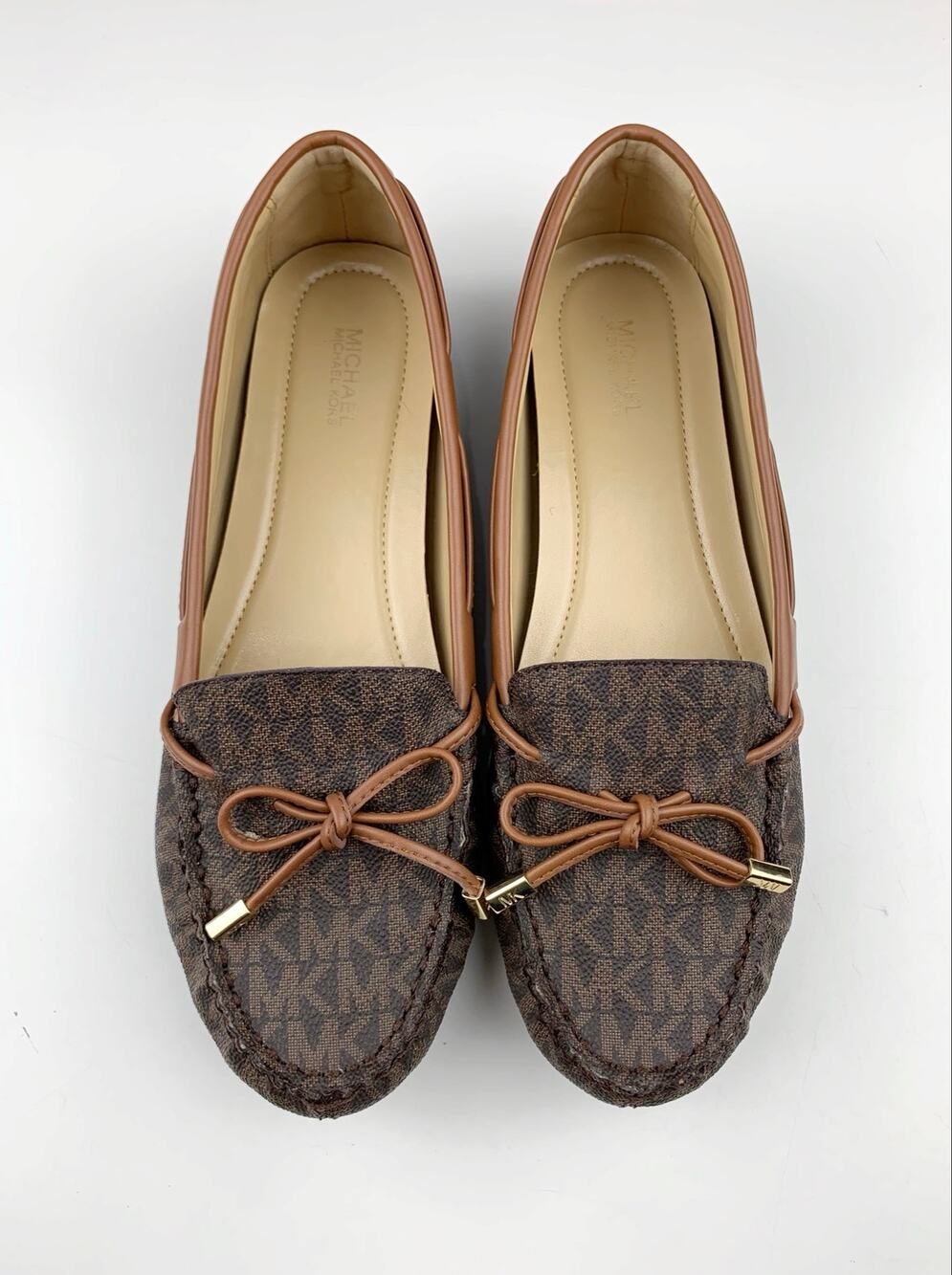 Michael Michael Kors Juliette Loafers Brown Monogram Slip On Flats Women's 9